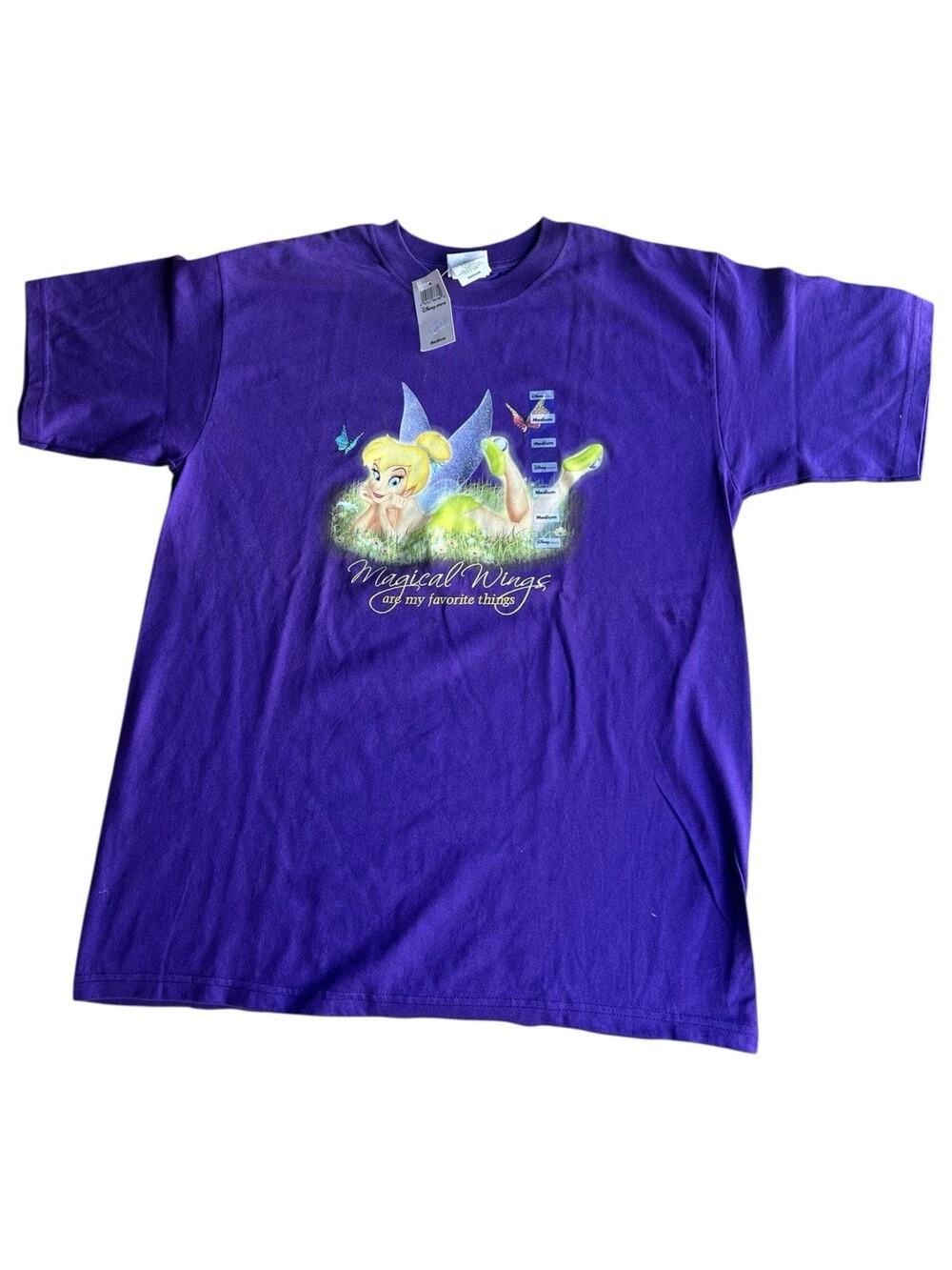 Vintage 90s Disney Tinker Bell Graphic T-Shirt Magical Wings Size Medium NEW